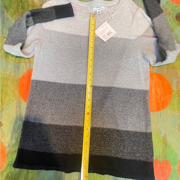 NWT Croft & Barrow Sweater Women's Medium Black Gray White Stripes Long Sleeve - Picture 4 of 5